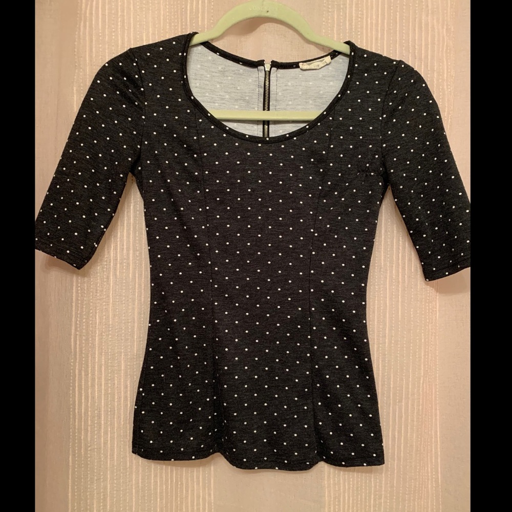 Kirra crew neck polka dot blouse